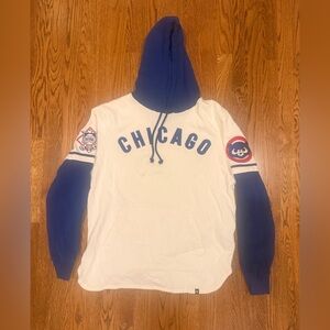 Chicago Cubs White and Blue Hoodie Medium
